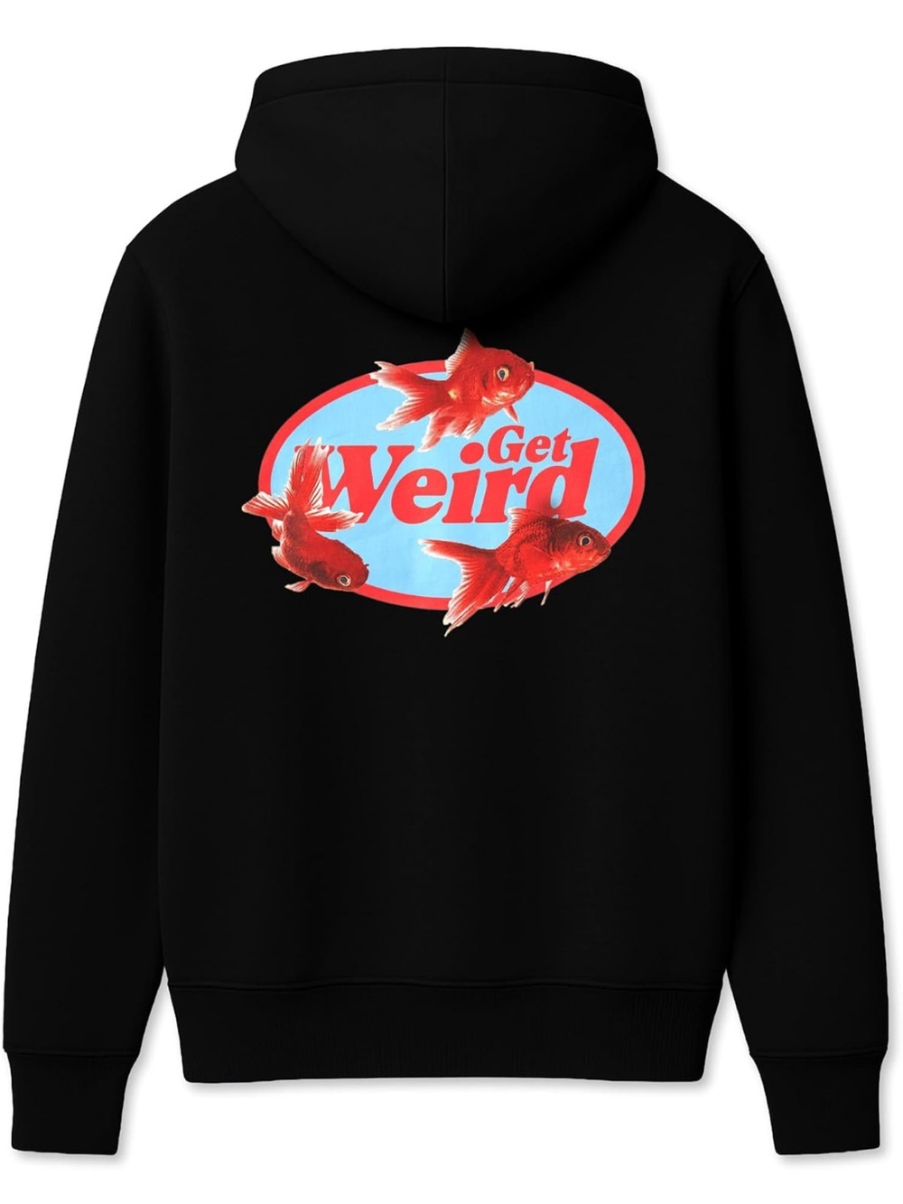 Black Hoodie with Red 'Get Weird' goldfish Chest back Logo streetwear new